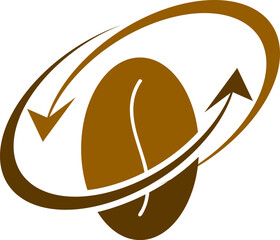 Coffee Bean Arrow Vector Logo