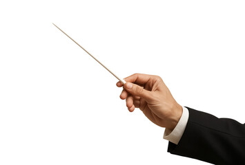 Conductor Hand Holding Baton on Black Background