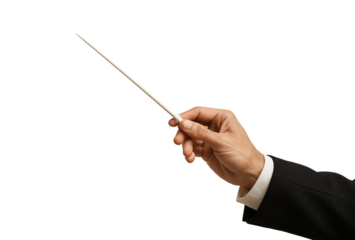 Conductor Hand Holding Baton on Black Background