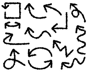 手描き風の矢印セット 黒