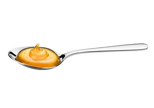 Silver spoon filled with golden honey isolated on transparent background tablespoon pic