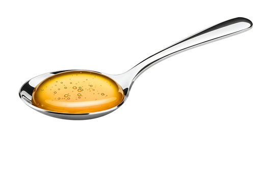 Silver spoon filled with golden honey isolated on transparent background tablespoon pic