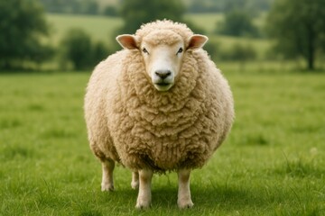 Obraz premium Wool Animal in Pasture – Sheep on Meadow