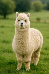 Obraz premium Wool Animal in Pasture – Alpaca on Meadow