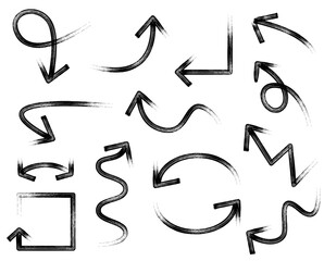 手描き風の矢印セット 黒