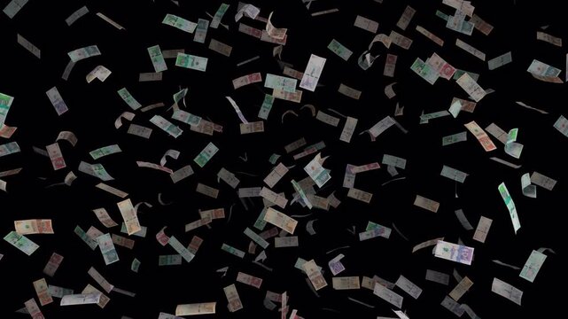 Colombian money bills pesos falling over Alpha