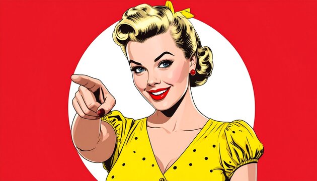 Smiling woman pointing