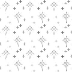 Seamless line art pattern with Christmas and New Year motifs. Suitable for gift wrapping, greeting cards, party decor, and seasonal design
