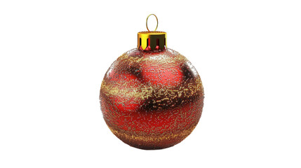 A beautifully crafted, shiny red and gold Christmas ornament hanging against a transparent background, showcasing intricate designs, perfect for holiday decorations and festive themes