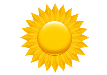 Bright yellow sun icon isolated on transparent background
