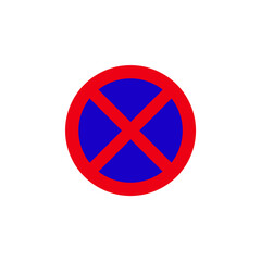 Blue and red cross no parking sigm