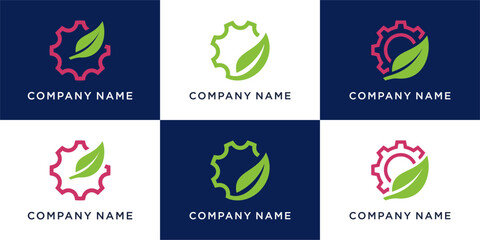 Eco friendly machine logo design set