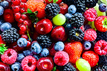 Composition with fresh ripe fruits. Fruitarian diet
