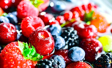 Composition with fresh ripe fruits. Fruitarian diet