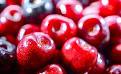 Composition with fresh ripe sweet cherries