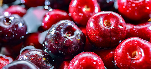 Composition with fresh ripe sweet cherries