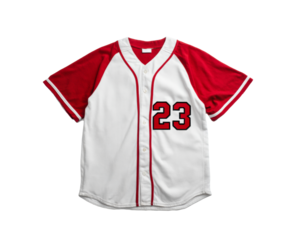 Red sleeved classic jersey featuring number 23