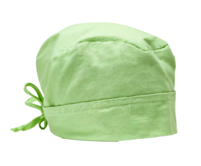 Green surgical cap for medical professionals in healthcare settings