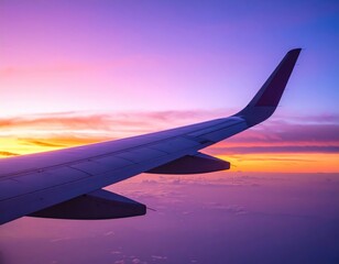 Obraz premium Airplane Wing at Sunset View