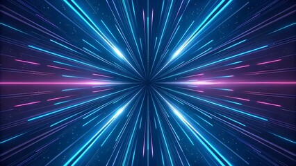Naklejka premium Abstract Hyperspace Tunnel with Blue and Pink Neon Lights, Futuristic and Digital Technology Background.