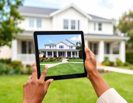 Woman Viewing House Image On Digital Tablet