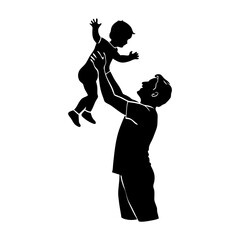 Obraz premium Silhouette of a father holding his child up in the air with love and joy