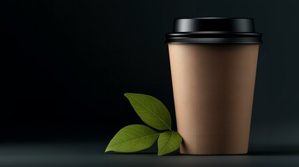 Minimalist Brown Paper Coffee Cup on White Surface