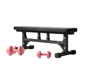 Ideal setup for home gym with workout bench and dumbbells