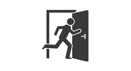 Vector Illustration of an person runningthrough a door representing emergency exit