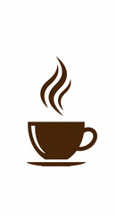 Obraz premium Steaming Brown Coffee Cup and Saucer Icon