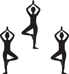 Yoga tree pose silhouette for wellness concept