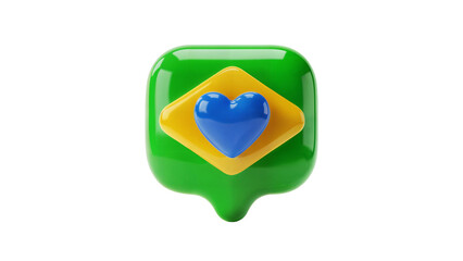 ícone 3d coração bandeira do brasil