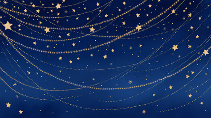 Starry Night Sky with Golden Garland