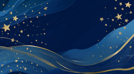 Golden Stars on Elegant Blue Background