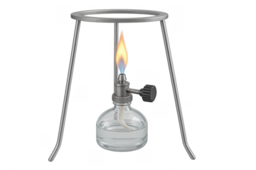 Alcohol burner heating on transparent background