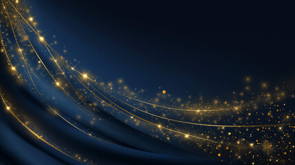 Elegant Gold Sparkles on Dark Blue Background