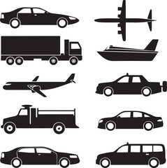 Diverse Vehicle and Transportation Icons