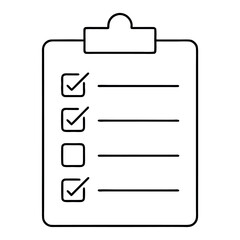 Simple and clean vector illustration of a clipboard with a completed checklist featuring prominent green checkmarks perfect for task management and productivity concepts
