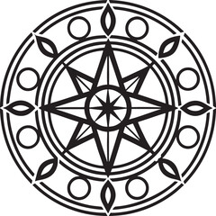 Abstract Geometric Star Rosette Symbol