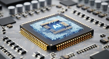 Advanced AI chip powering future technology on a computer motherboard