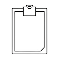 Minimalist outline of a clipboard holding a sheet of paper suitable for business or documentation concepts