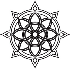 Ornate Geometric Mandala Flower Symbol