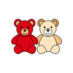 teddy bears cute stuffed toy red and beige bears vector art illustration