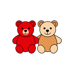 teddy bears cute stuffed toy red and beige bears vector art illustration
