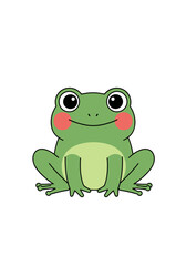 Obraz premium Adorable cartoon frog sitting happily with big eyes and pink cheeks
