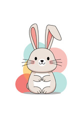 Obraz premium Adorable cute kawaii bunny rabbit illustration for easter celebrations and spring themes