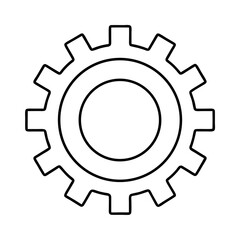 Simple outline single gear icon representing settings configuration or mechanical function ideal for digital interfaces and branding