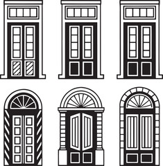 Set of classic architectural door illustrations
