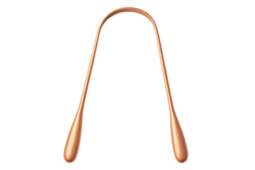 Copper Tongue Scraper on Transparent Background Promoting Oral Hygiene