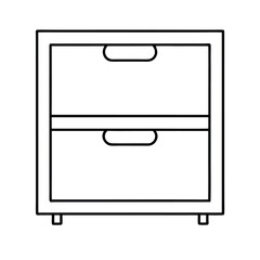 Clean line art illustration of a two drawer office filing cabinet suitable for business or home organization designs